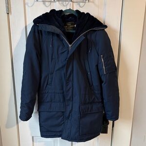 Sears Dark Blue Hooded Military Coat